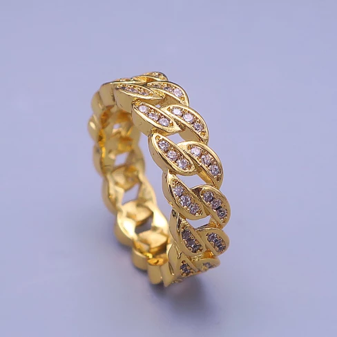 Zlatý hip hop prsten Cuban Ice – unisex