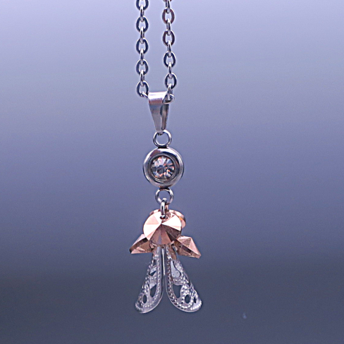 Přívěsek Andělíček Swarovski® Gold Rose – chirurgická ocel