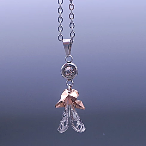 Přívěsek Andělíček Swarovski® Gold Rose – chirurgická ocel