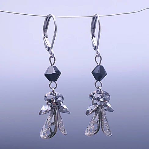 Náušnice Andělíčci z chirurgické oceli se Swarovski® krystaly Silver Night