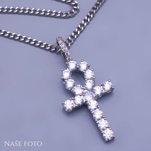 Luxusní Nilský kříž s řetízkem pancer 3mm z chirurgické oceli