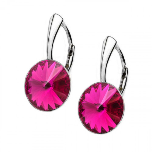 Stříbrné náušnice Crystals from Swarovski, Fuchsia