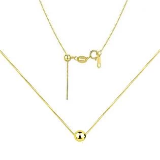 Zlacený stříbrný čtvercový náhrdelník s kuličkou 6 mm