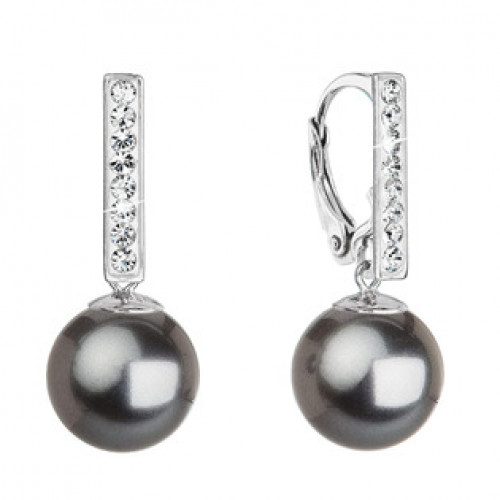 Stříbrné náušnice se Swarovski perlou a krystaly