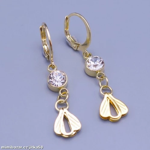 Zlacené náušnice z chir oceli  zdobené zirkonem