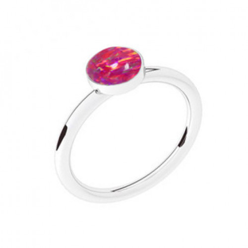 Stříbrný prsten s opálem tmavě růžové barvy