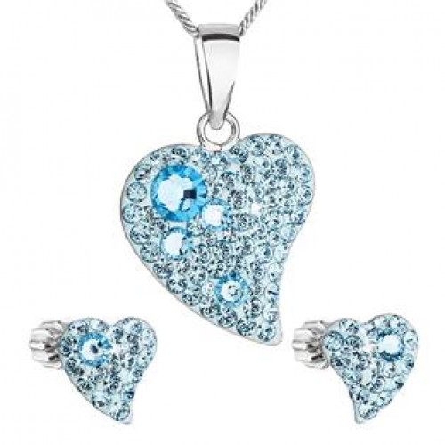 Sada šperků s krystaly Swarovski náušnice, řetízek a přívěsek modrá