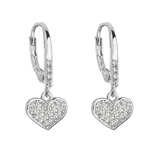 Visací stříbrné náušnice srdíčka