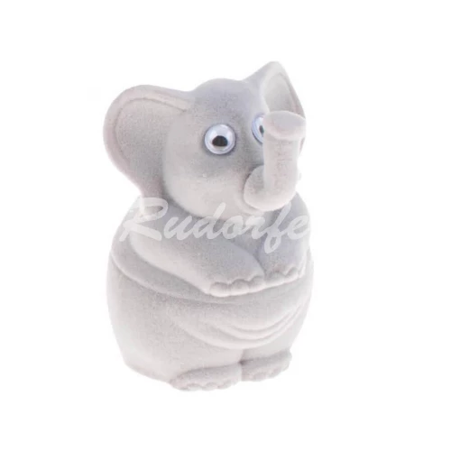 Dárková sametová krabička ve tvaru sloníčka šedá