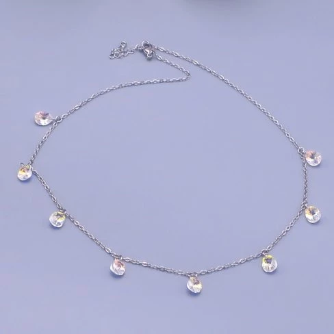 Jemný ocelový řetízek se slzičkami Swarovski