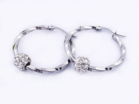 Kruhy Chirurgická ocel s kuličkou a skleněnými kamínky