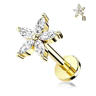 Labreta / cartilage piercing - kytička zlacená