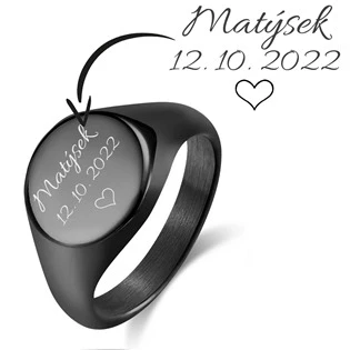 Personalizovaný ocelový prsten černý