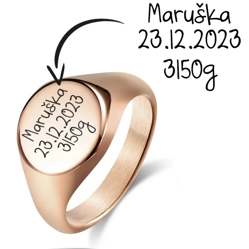 Personalizovaný ocelový prsten zlacený 2