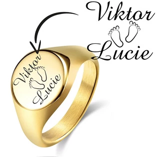 Personalizovaný ocelový prsten zlacený 1