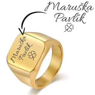 Personalizovaný ocelový prsten zlacený