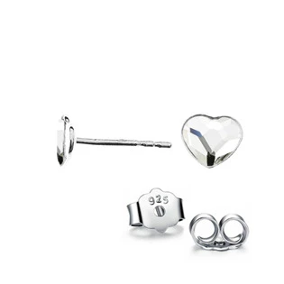 Stříbrné náušnice se srdcem Crystals from Swarovski, Crystal