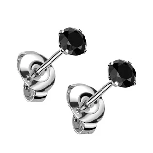 Titanové náušnice černé se zirkonem 4 mm