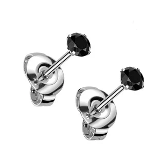 Titanové náušnice černé se zirkonem 3 mm