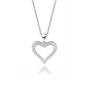 Střibrný náhrdelník srdíčko se zirkony