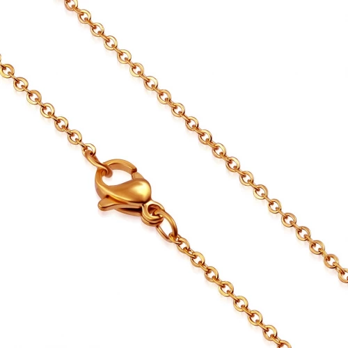 Zlacený ocelový řetízek, tl. 1,5 mm růžové zlacení-výběr délek