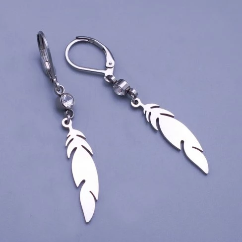Dámské visací peříčkové náušnice z chirurgické oceli