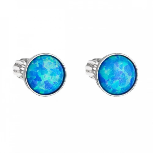 Stříbrné šroubovací náušnice s opály, Blue
