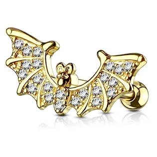 Cartilage piercing do ucha netopýr zlacený, čiré zirkony