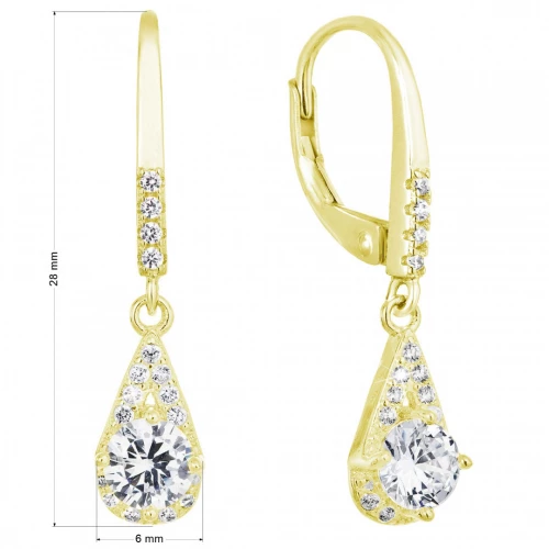 Pozlacené stříbrné náušnice visací se zirkony