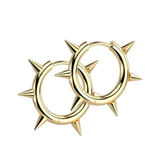 Zlacené ocelové náušnice s hroty