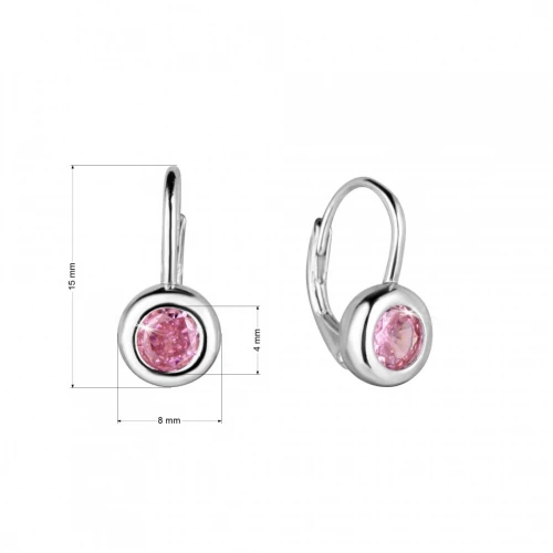 Stříbrné náušnice s růžovým zirkonem