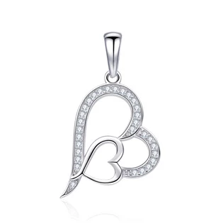 Stříbrný přívěšek srdíčko zdobené zirkony