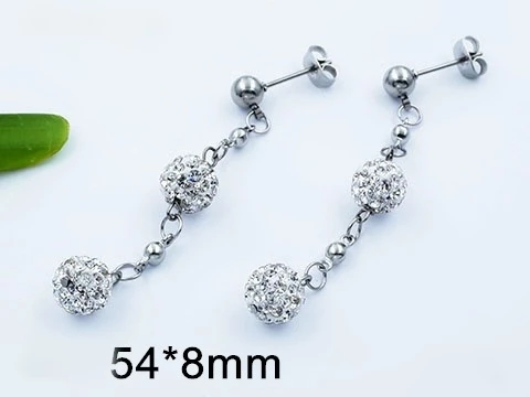 Náušnice visací z chirurgické oceli s broušenými kamínky