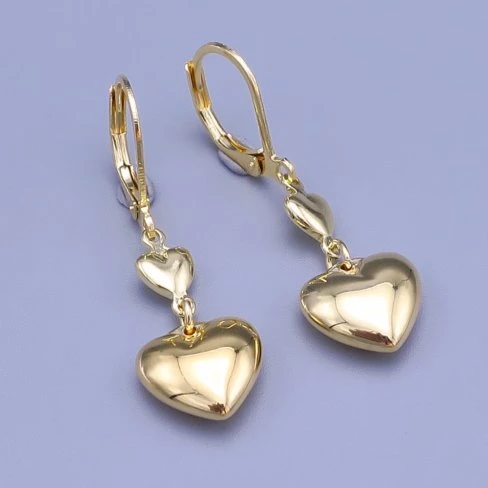 Zlacené náušnice srdíčka z chirurgické oceli