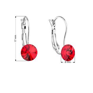 Náušnice bižuterie visací s krystalem Swarovski, červené