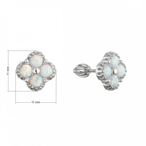 Stříbrné náušnice opálové čtyřlístky