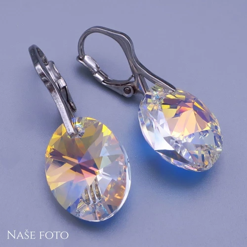 Náušnice Swarovski oválky 18mm Crystal AB
