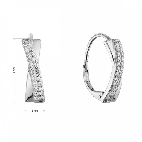 Stříbrné překřížené náušnice se zirkony