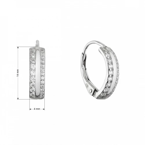 Stříbrné visací náušnice půlkruhy se zirkony