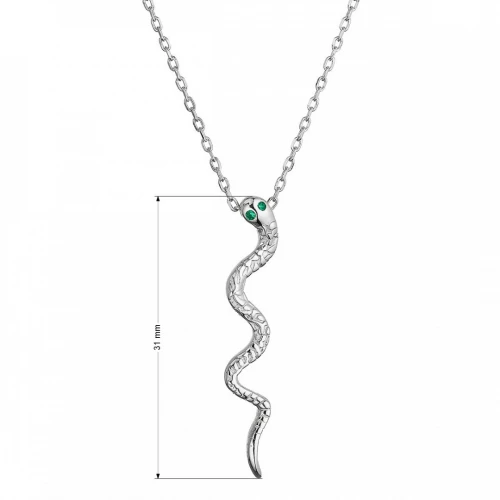 Stříbrný náhrdelník had se zelenými zirkony