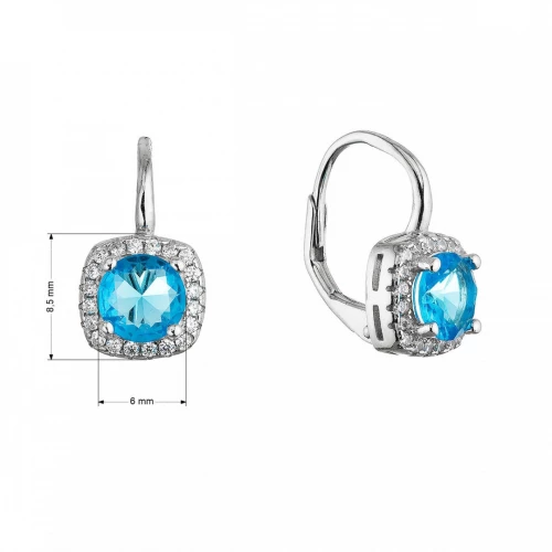 Stříbrné náušnice modré čtverečky