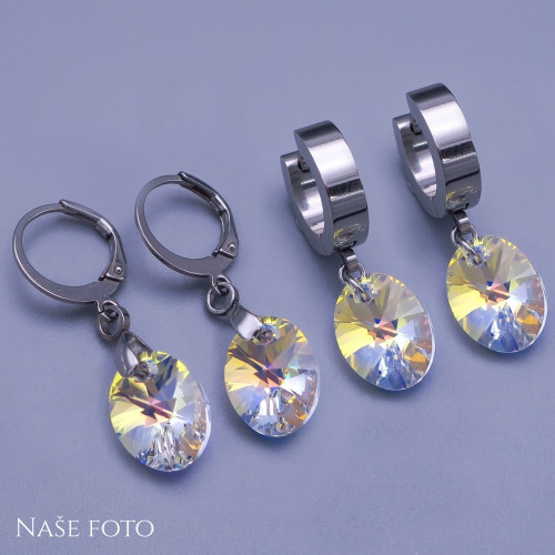 Náušnice Swarovski oválky 12mm Crystal AB