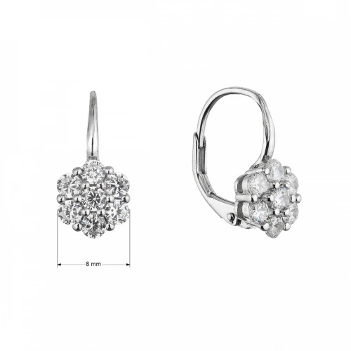 Stříbrné náušnice visací kytičky se zirkony