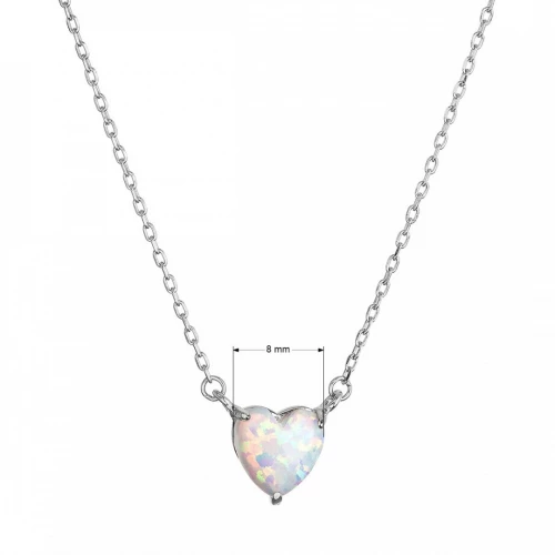 Náhrdelník se syntetickým bílým opálem srdce