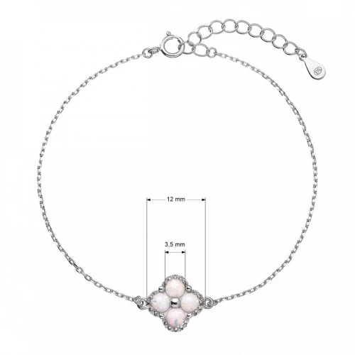 Náramek stříbrný opálový čtyřlístek