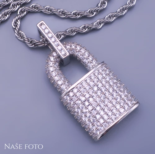 Přívěsek zámek s řetízkem z chirurgické oceli