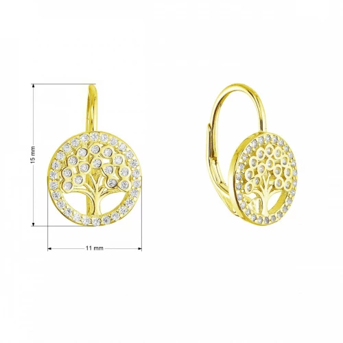 Pozlacené stříbrné náušnice strom života