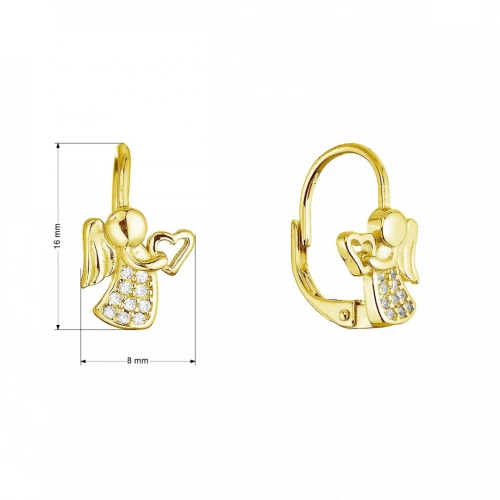 Pozlacené stříbrné náušnice andělé se srdíčky