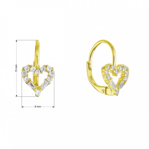 Pozlacené stříbrné náušnice srdce