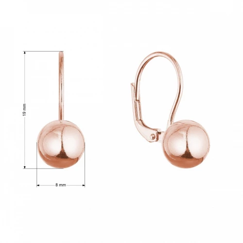 Pozlacené stříbrné náušnice lesklá kulička-růžové zlacení